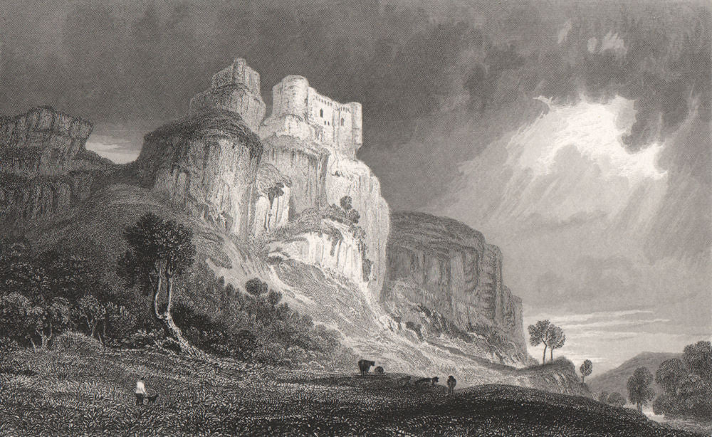 Carreg Cennen Castle, Carmarthenshire, Wales, by Henry Gastineau 1835 print
